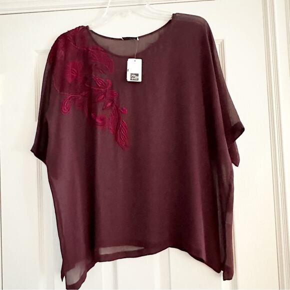 DRIES VAN NOTEN Maroon Sheer Floral Embroidered Silk Blouse Top Shirt NWT 42 - Picture 13 of 13